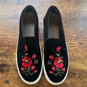 a new day Black Floral Embroidered Sneakers